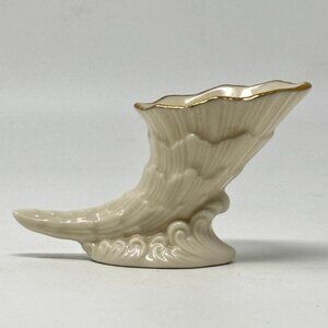 Vintage LENOX Horn of Plenty Cornucopia Toothpick Holder 24k Gold Rim Ivory